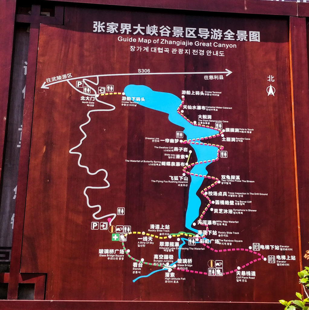 Mapa Wielkiego Kanionu Zhangiajie